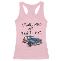 I Survived My Trip to NYC Racerback Tank Top Funny New York City USA Flag Taxi Meme Gift