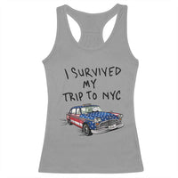 I Survived My Trip to NYC Racerback Tank Top Funny New York City USA Flag Taxi Meme Gift