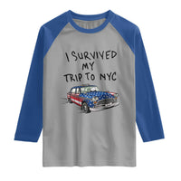 I Survived My Trip to NYC Raglan Shirt Funny New York City USA Flag Taxi Meme Gift
