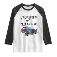 I Survived My Trip to NYC Raglan Shirt Funny New York City USA Flag Taxi Meme Gift