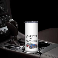 I Survived My Trip to NYC Skinny Tumbler Funny New York City USA Flag Taxi Meme Gift