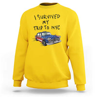 I Survived My Trip to NYC Sweatshirt Funny New York City USA Flag Taxi Meme Gift