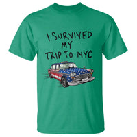 I Survived My Trip to NYC T Shirt Funny New York City USA Flag Taxi Meme Gift