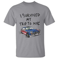 I Survived My Trip to NYC T Shirt Funny New York City USA Flag Taxi Meme Gift