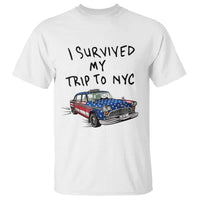 I Survived My Trip to NYC T Shirt Funny New York City USA Flag Taxi Meme Gift