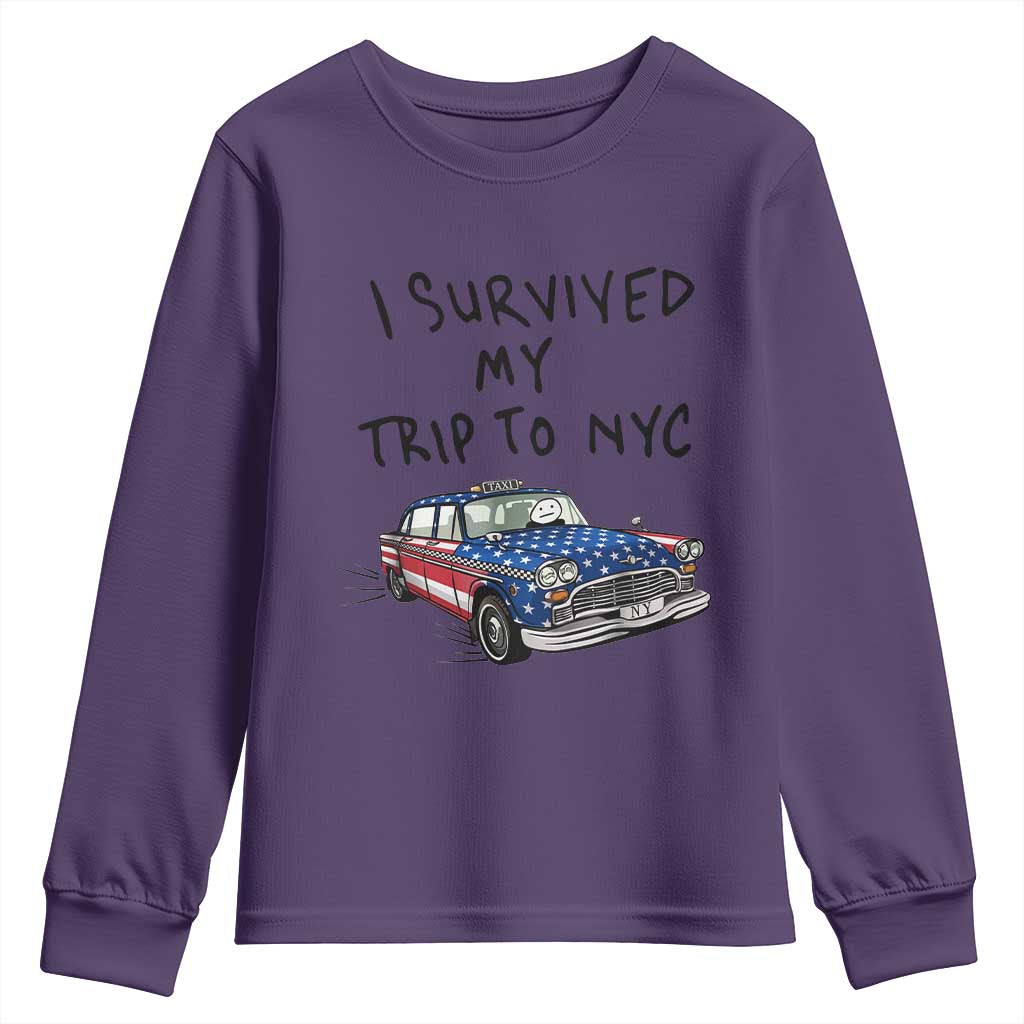 I Survived My Trip to NYC Youth Sweatshirt Funny New York City USA Flag Taxi Meme Gift