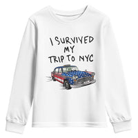I Survived My Trip to NYC Youth Sweatshirt Funny New York City USA Flag Taxi Meme Gift