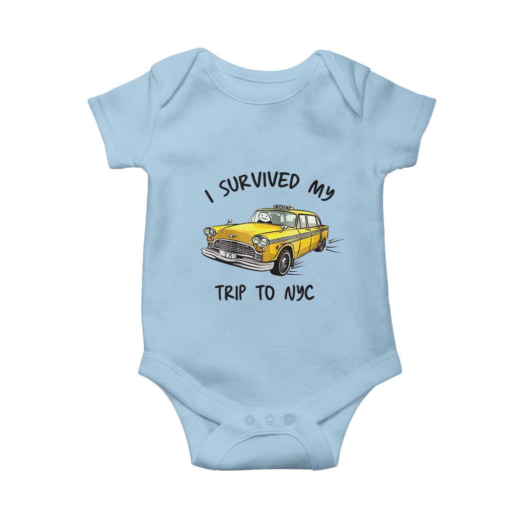 I Survived My Trip to NYC Baby Onesie Funny New York City Yellow Taxi Meme Gift