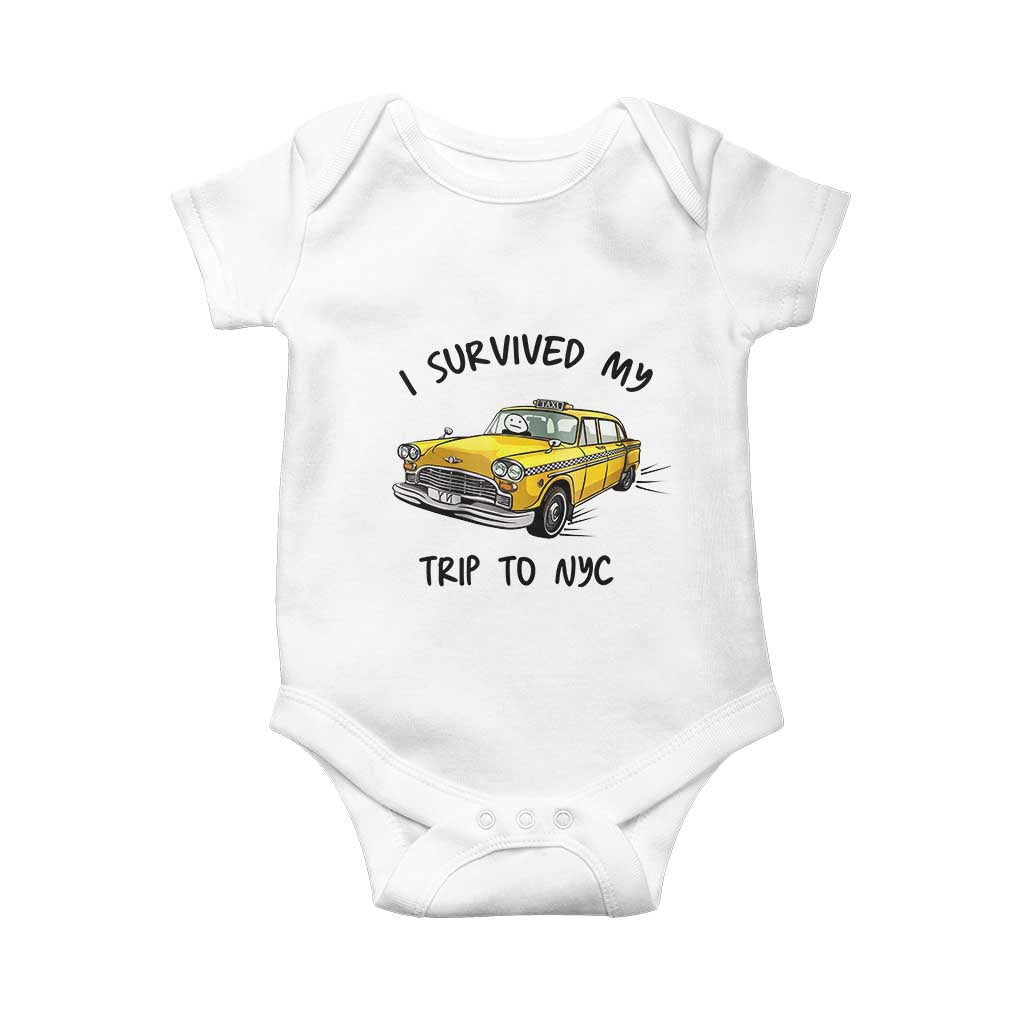I Survived My Trip to NYC Baby Onesie Funny New York City Yellow Taxi Meme Gift