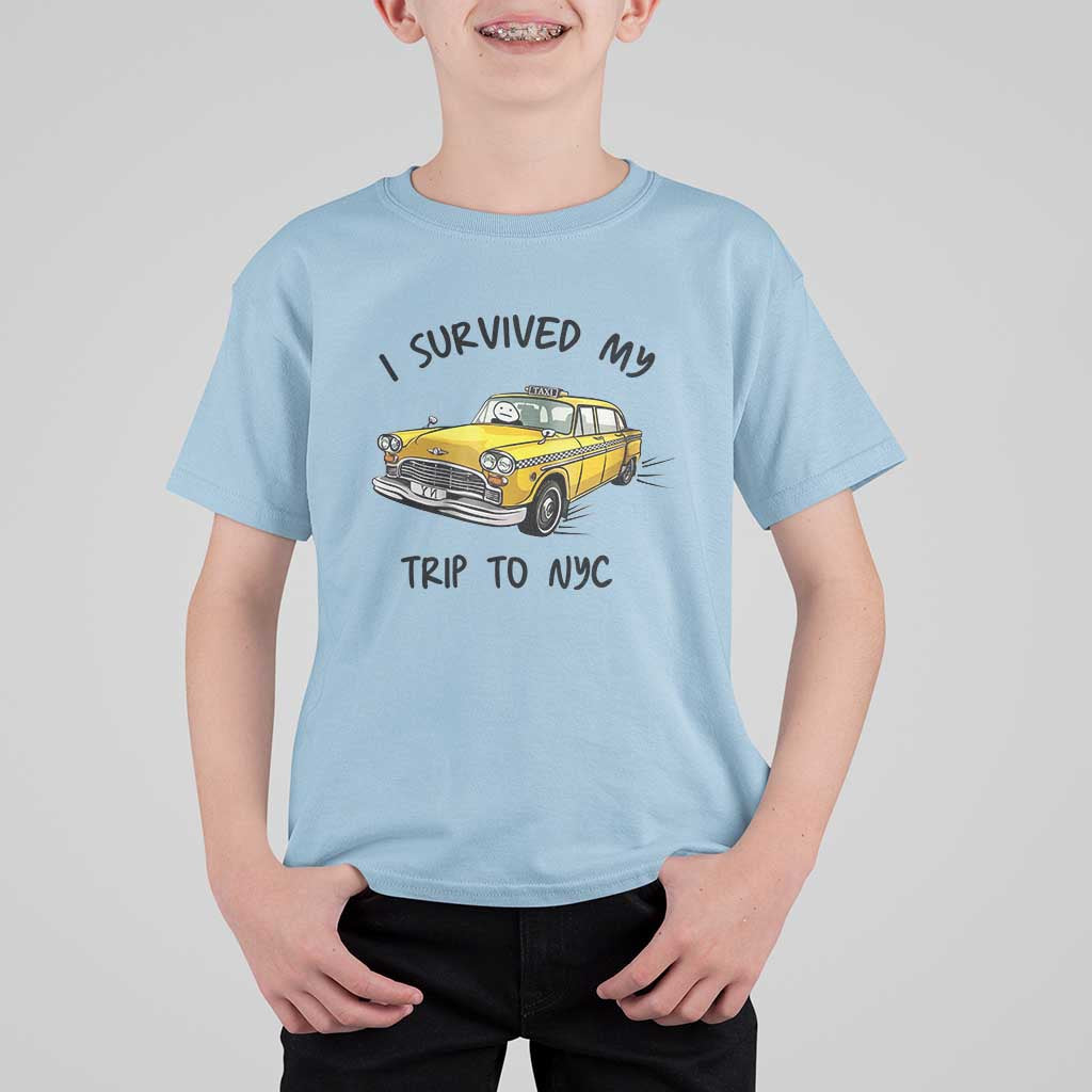I Survived My Trip to NYC T Shirt For Kid Funny New York City Yellow Taxi Meme Gift
