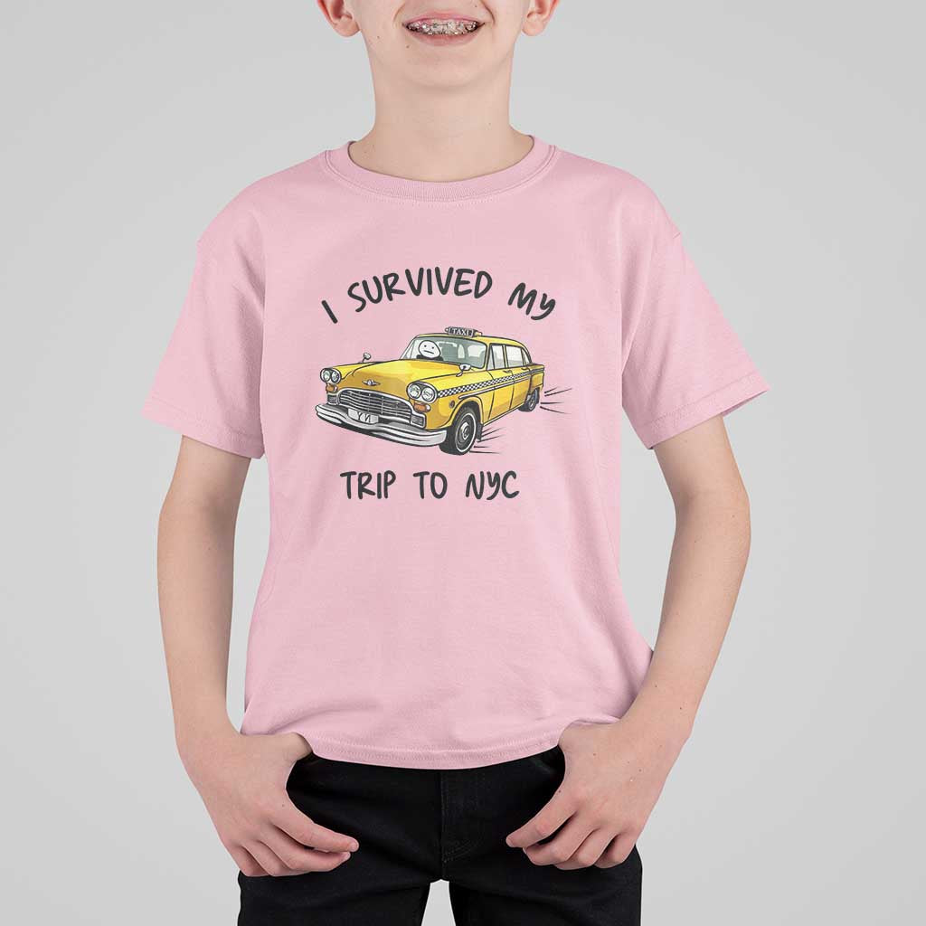 I Survived My Trip to NYC T Shirt For Kid Funny New York City Yellow Taxi Meme Gift