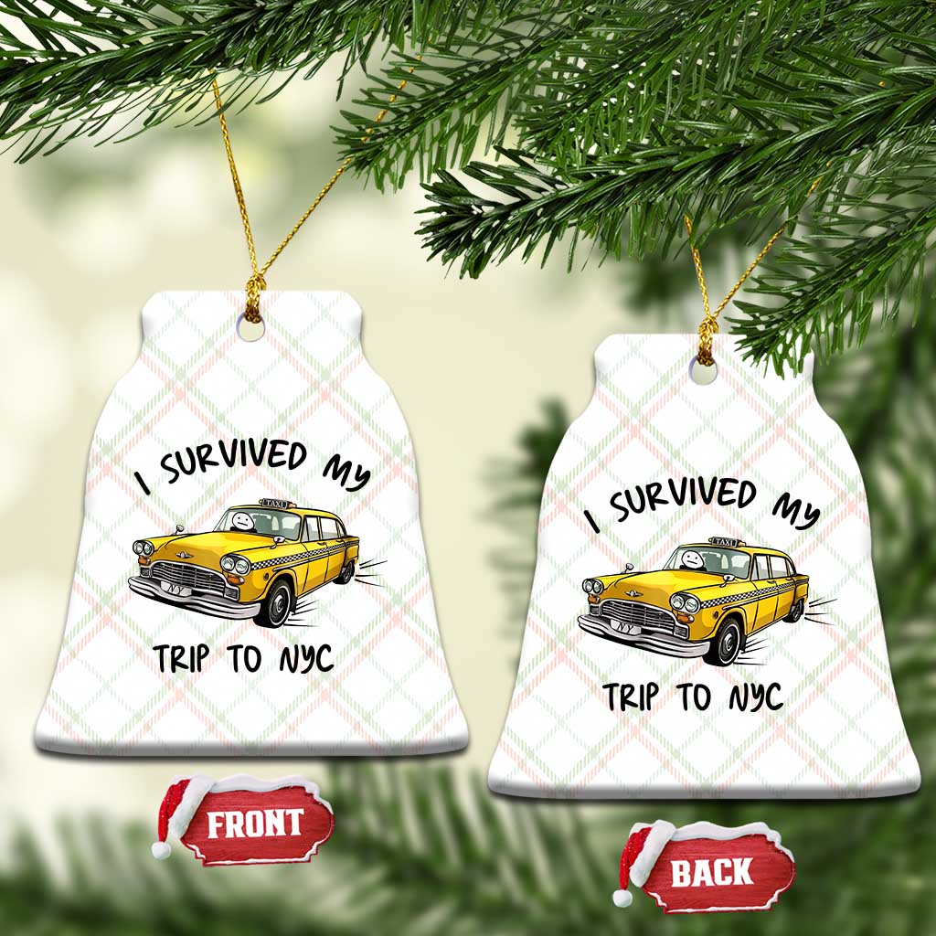 I Survived My Trip to NYC Ceramic Ornament Funny New York City Yellow Taxi Meme Gift