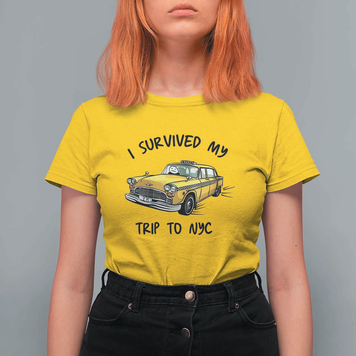 I Survived My Trip to NYC T Shirt For Women Funny New York City Yellow Taxi Meme Gift