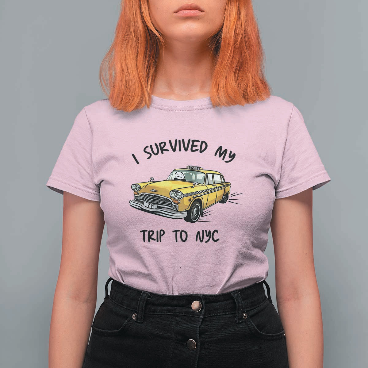 I Survived My Trip to NYC T Shirt For Women Funny New York City Yellow Taxi Meme Gift