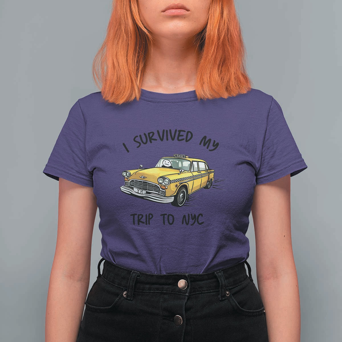 I Survived My Trip to NYC T Shirt For Women Funny New York City Yellow Taxi Meme Gift