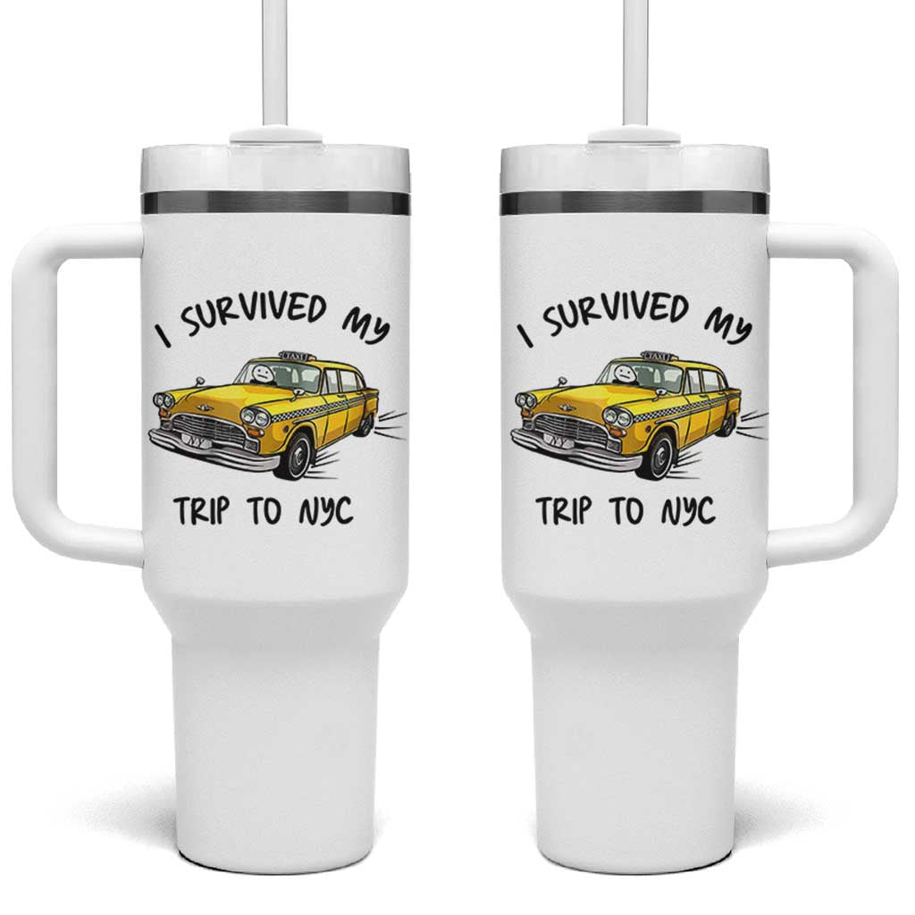 I Survived My Trip to NYC Tumbler With Handle Funny New York City Yellow Taxi Meme Gift