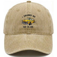 I Survived My Trip to NYC Washed Cotton Baseball Cap Funny New York City Yellow Taxi Meme Gift