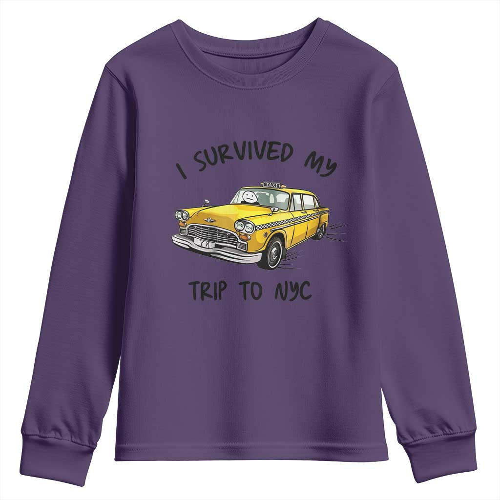 I Survived My Trip to NYC Youth Sweatshirt Funny New York City Yellow Taxi Meme Gift