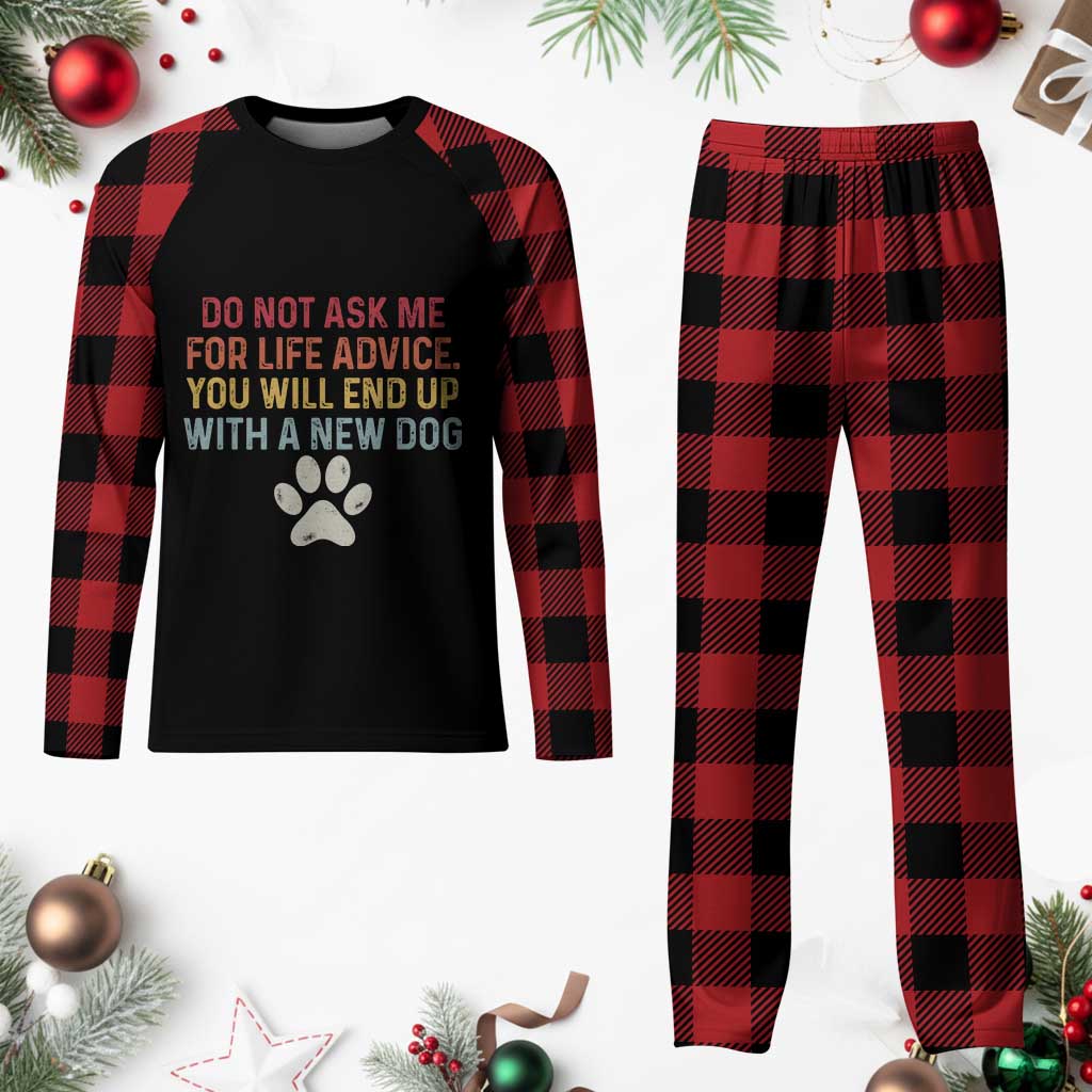Do Not Ask Me For Life Advice Plaid Pajama Set Funny Quote Dog Lover Gift
