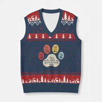Do Not Ask Me For Life Advice V-Neck Knit Sweater Vest Funny Sarcastic Dog Lover Gift