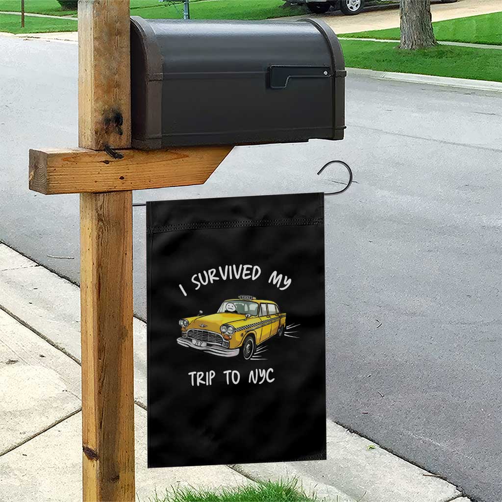 I Survived My Trip to NYC Garden Flag Funny New York City Yellow Taxi Meme