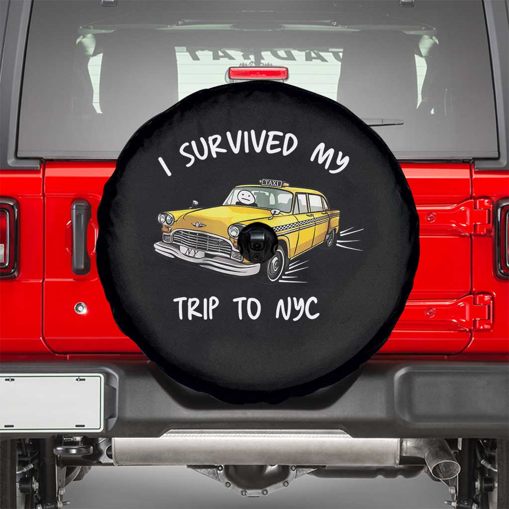 I Survived My Trip to NYC Spare Tire Cover Funny New York City Yellow Taxi Meme