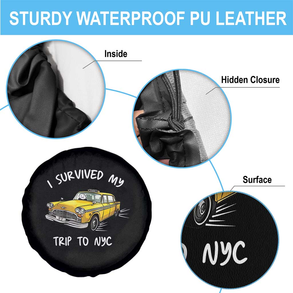 I Survived My Trip to NYC Spare Tire Cover Funny New York City Yellow Taxi Meme