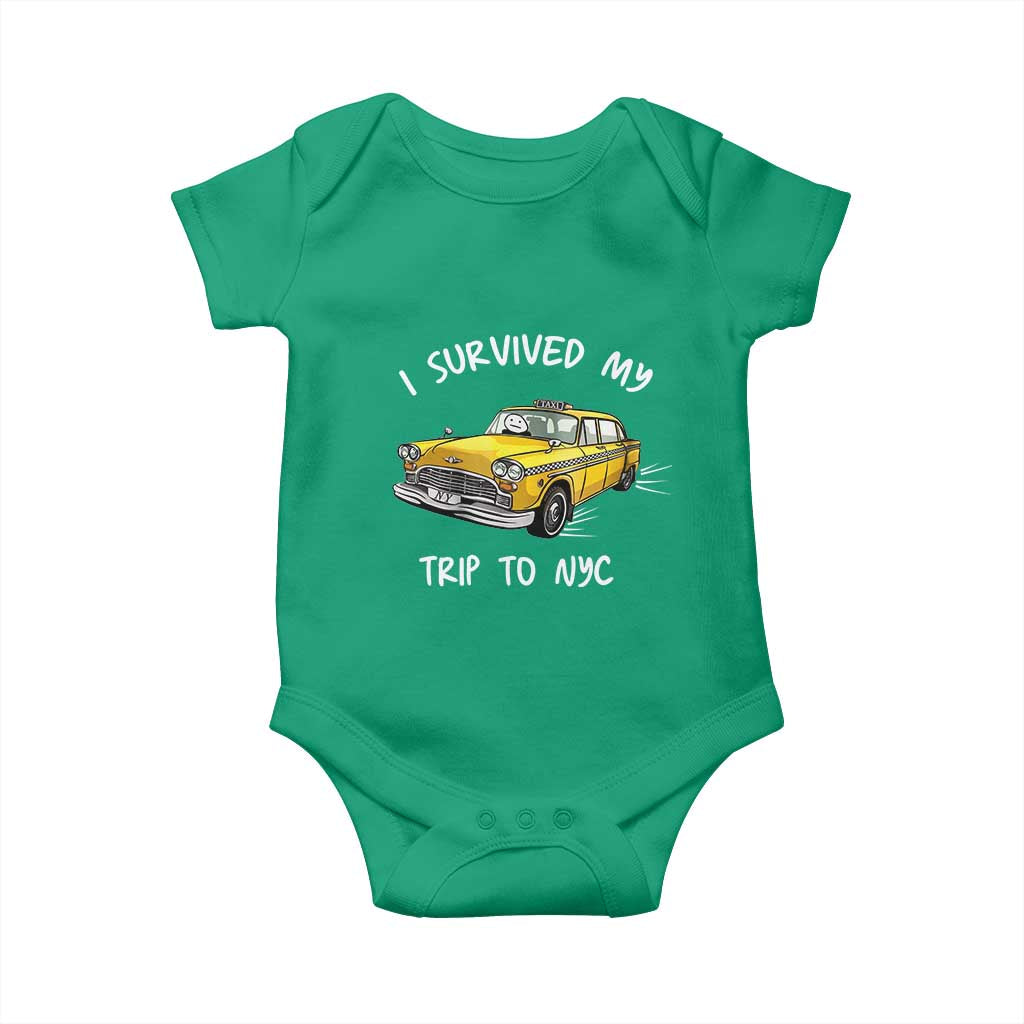 I Survived My Trip to NYC Baby Onesie Funny New York City Yellow Taxi Meme