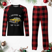 I Survived My Trip to NYC Plaid Pajama Set Funny New York City Yellow Taxi Meme