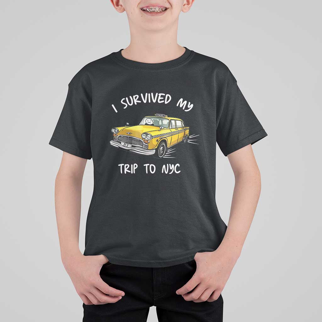 I Survived My Trip to NYC T Shirt For Kid Funny New York City Yellow Taxi Meme