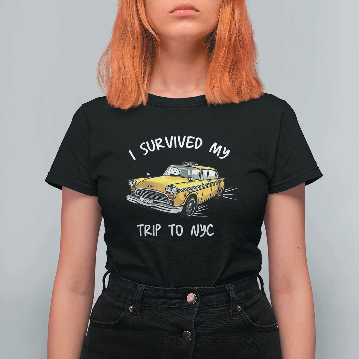 I Survived My Trip to NYC T Shirt For Women Funny New York City Yellow Taxi Meme