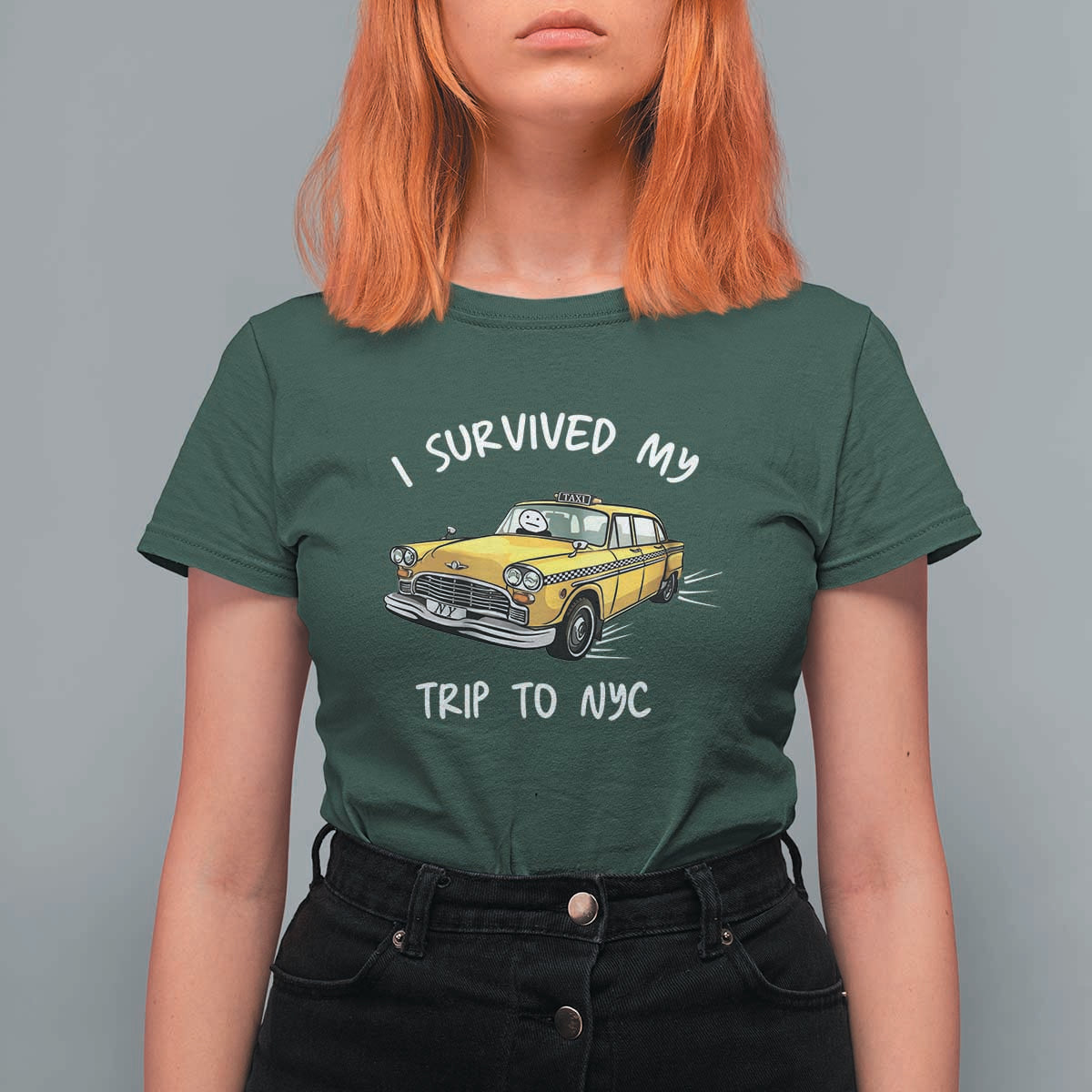 I Survived My Trip to NYC T Shirt For Women Funny New York City Yellow Taxi Meme