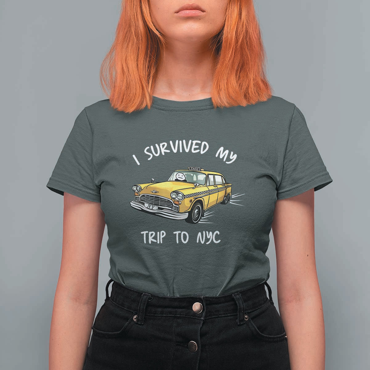 I Survived My Trip to NYC T Shirt For Women Funny New York City Yellow Taxi Meme