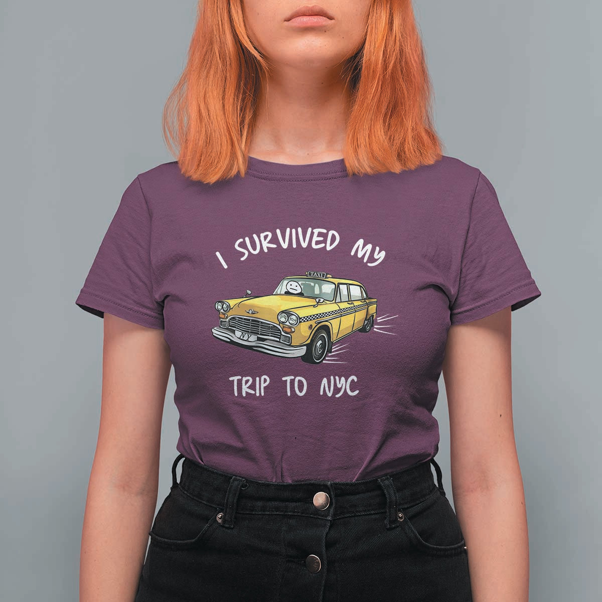 I Survived My Trip to NYC T Shirt For Women Funny New York City Yellow Taxi Meme
