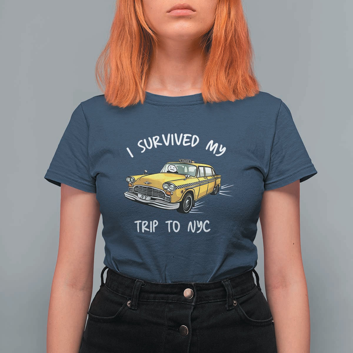 I Survived My Trip to NYC T Shirt For Women Funny New York City Yellow Taxi Meme