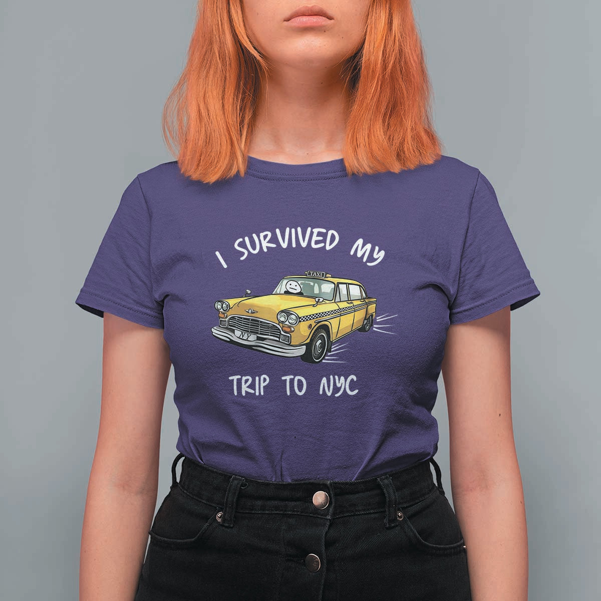I Survived My Trip to NYC T Shirt For Women Funny New York City Yellow Taxi Meme