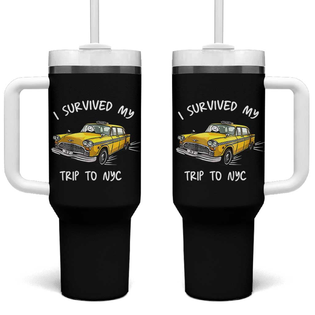 I Survived My Trip to NYC Tumbler With Handle Funny New York City Yellow Taxi Meme