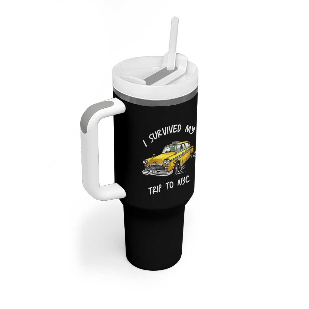 I Survived My Trip to NYC Tumbler With Handle Funny New York City Yellow Taxi Meme