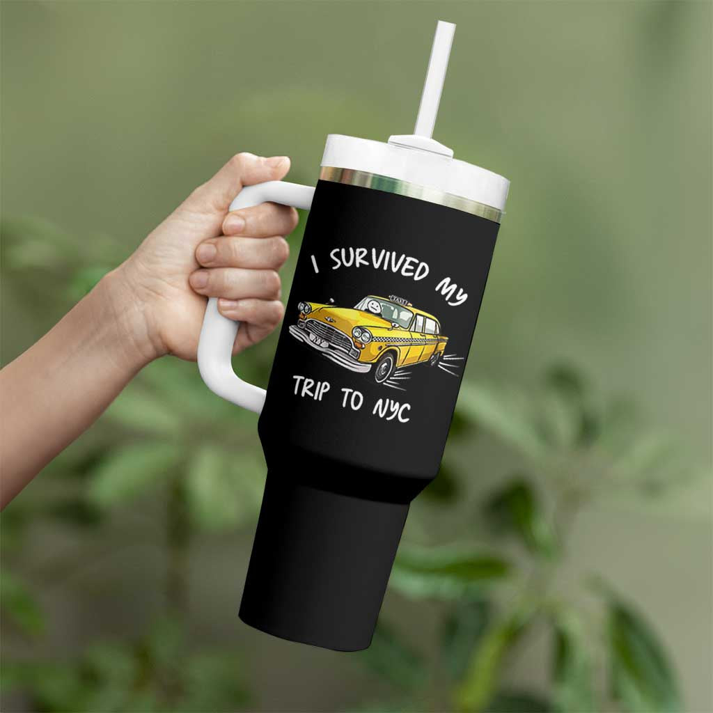 I Survived My Trip to NYC Tumbler With Handle Funny New York City Yellow Taxi Meme