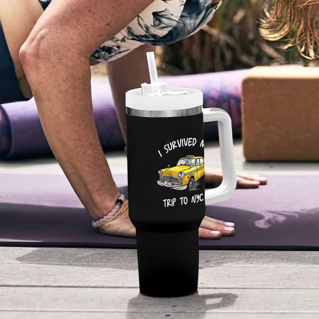 I Survived My Trip to NYC Tumbler With Handle Funny New York City Yellow Taxi Meme