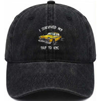 I Survived My Trip to NYC Washed Cotton Baseball Cap Funny New York City Yellow Taxi Meme
