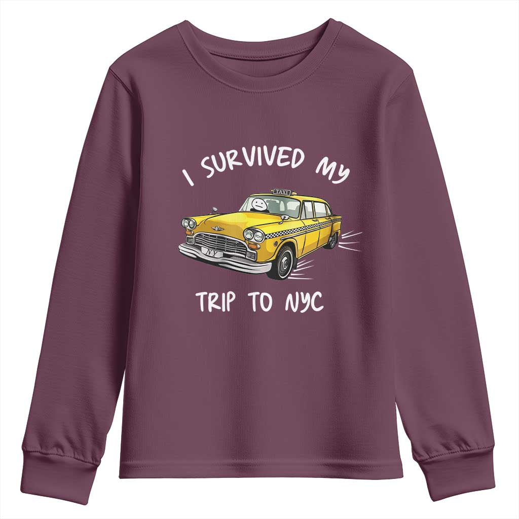 I Survived My Trip to NYC Youth Sweatshirt Funny New York City Yellow Taxi Meme