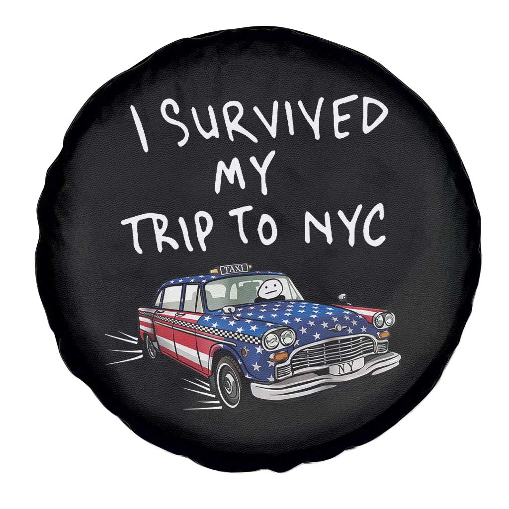 I Survived My Trip to NYC Spare Tire Cover Funny New York City USA Flag Taxi Meme