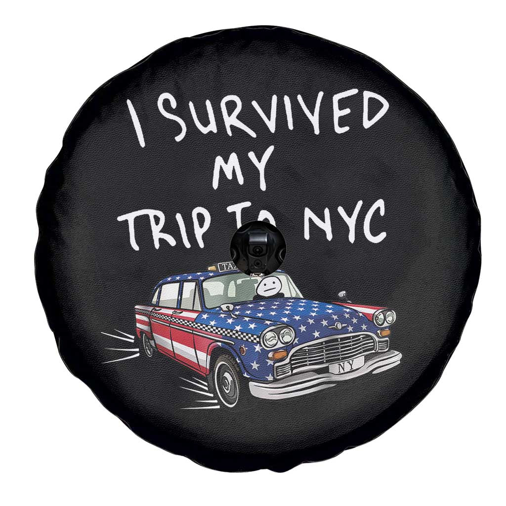I Survived My Trip to NYC Spare Tire Cover Funny New York City USA Flag Taxi Meme
