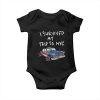 I Survived My Trip to NYC Baby Onesie Funny New York City USA Flag Taxi Meme