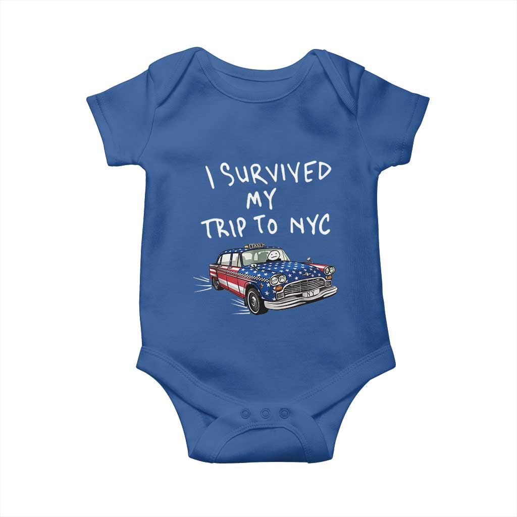 I Survived My Trip to NYC Baby Onesie Funny New York City USA Flag Taxi Meme