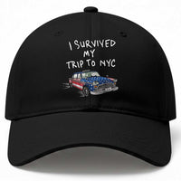 I Survived My Trip to NYC Baseball Cap Funny New York City USA Flag Taxi Meme