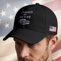 I Survived My Trip to NYC Baseball Cap Funny New York City USA Flag Taxi Meme
