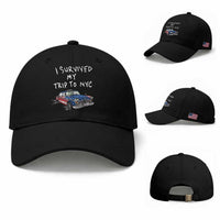 I Survived My Trip to NYC Baseball Cap Funny New York City USA Flag Taxi Meme