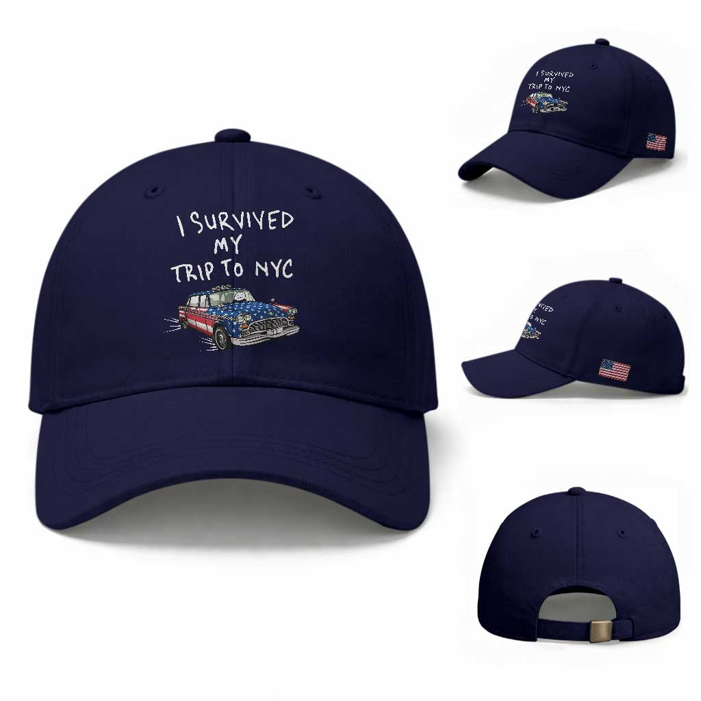 I Survived My Trip to NYC Baseball Cap Funny New York City USA Flag Taxi Meme